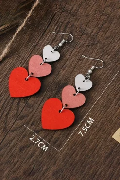 Sale Dear-Lover Valentines Day Heart Shape Tie Dangle Earring Red