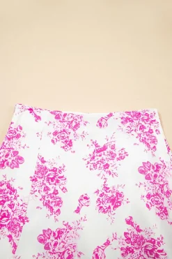 New Dear-Lover Boho Floral High Waist Ruffle Split Maxi Skirt Rose