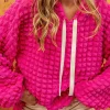 Online Dear-Lover Bubble Textured Waffle Hoodie Rose