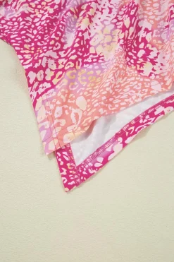 Best Dear-Lover Classic Leopard Print Handkerchief Hem Tunic Top Rose