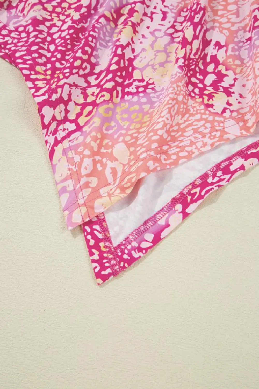 Best Dear-Lover Classic Leopard Print Handkerchief Hem Tunic Top Rose
