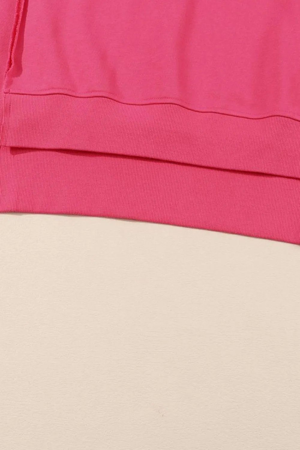 Sale Dear-Lover Exposed Seam Drop Shoulder Slit High Low Hem Sweatshirt Rose