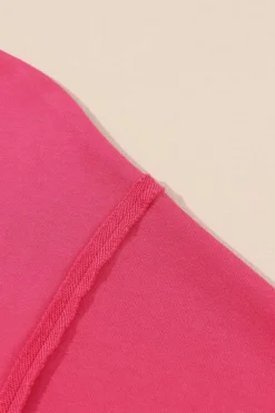Sale Dear-Lover Exposed Seam Drop Shoulder Slit High Low Hem Sweatshirt Rose