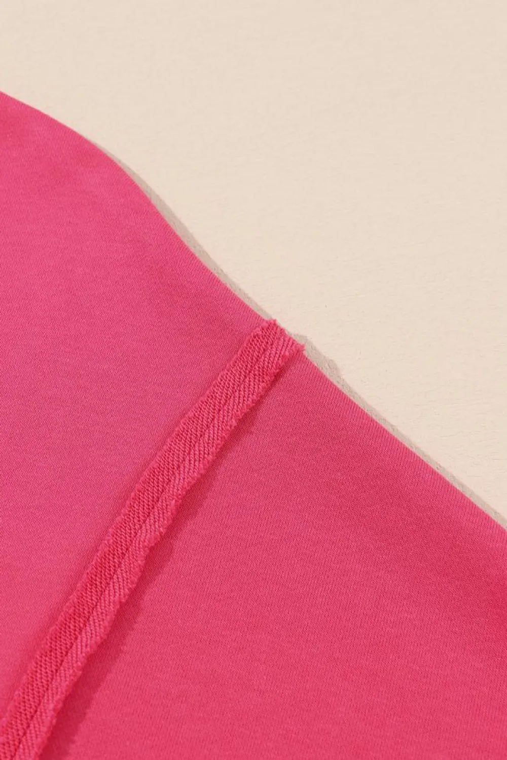 Sale Dear-Lover Exposed Seam Drop Shoulder Slit High Low Hem Sweatshirt Rose