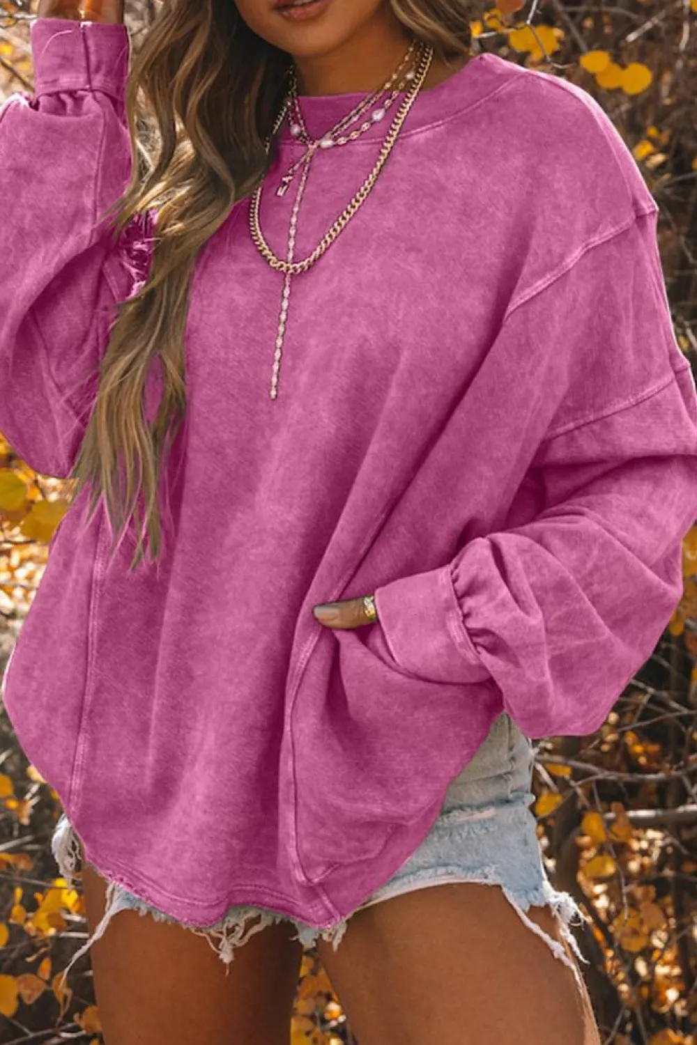 Best Dear-Lover Exposed Seam Twist Open Back Oversized Sweatshirt Rose