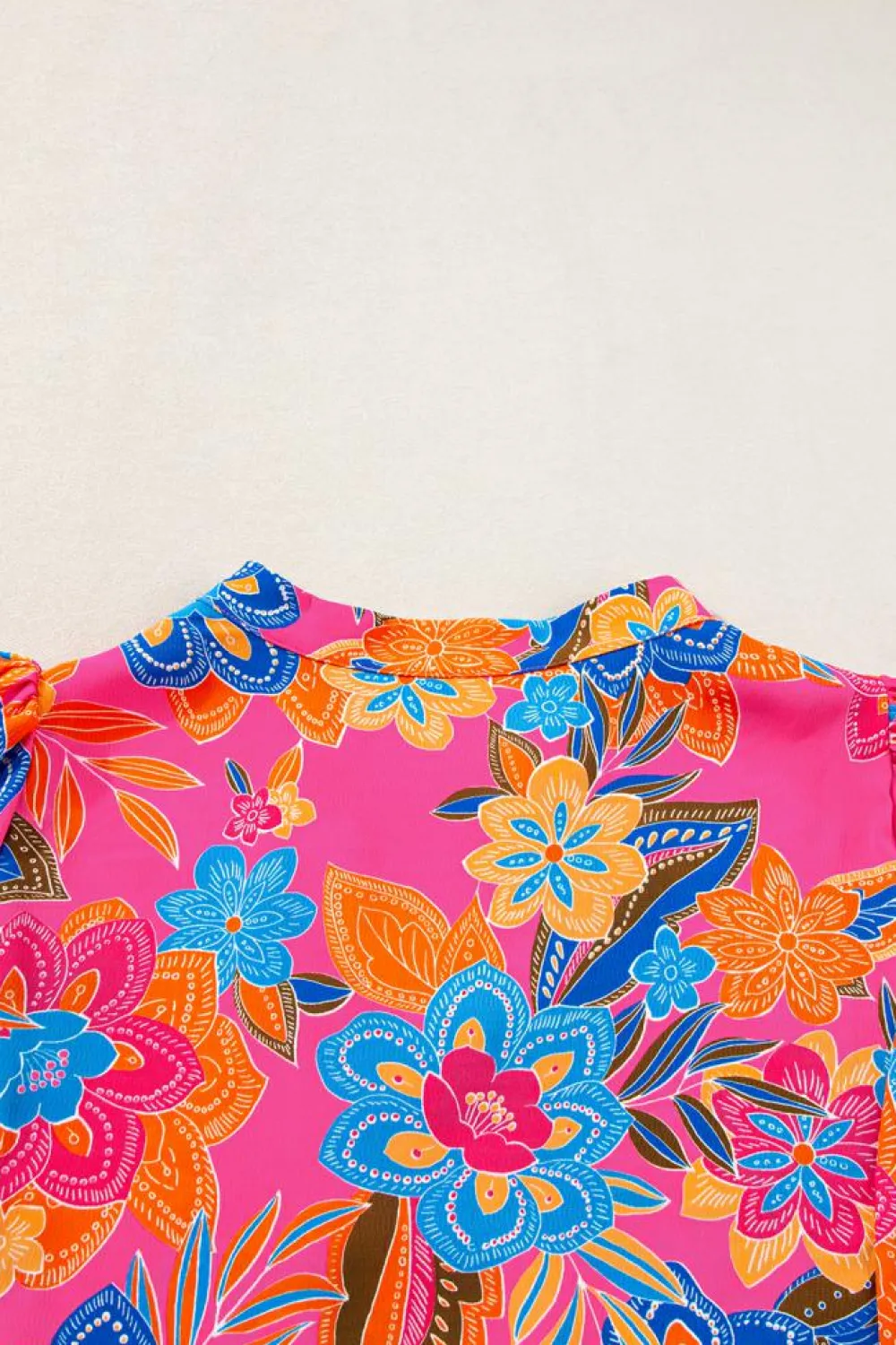 Best Dear-Lover Floral Print Puff Sleeve V Neck Blouse Rose