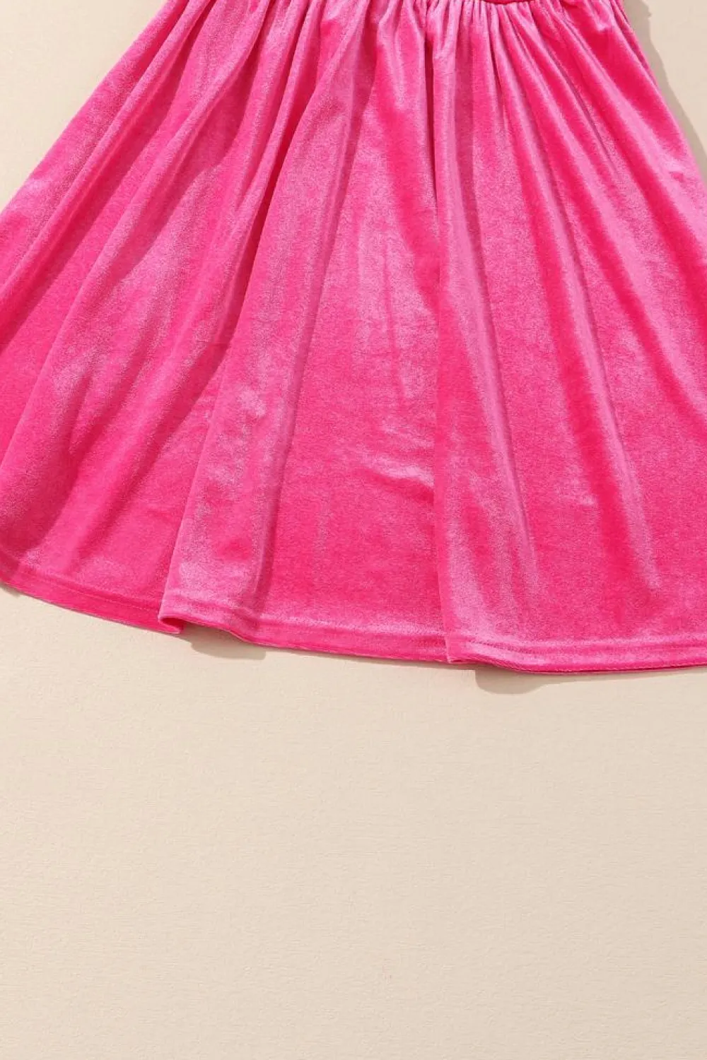 Best Dear-Lover Rose Frilled Neck Smocked Bodice Velvet Dress Rose Red