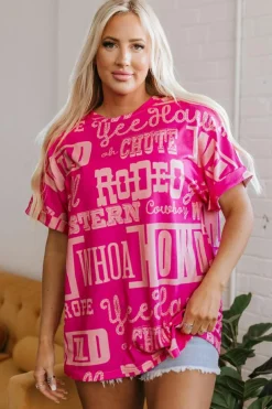 Online Dear-Lover Howdy Cowboy Letter Printed Western Fashion Tee Rose