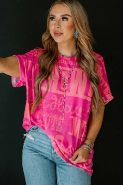 Online Dear-Lover Howdy Cowboy Letter Printed Western Fashion Tee Rose