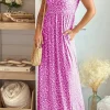 New Dear-Lover Leopard Print Pocketed Sleeveless Maxi Dress Rose