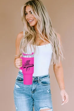 Outlet Dear-Lover Mama Leopard Lightning Print Portable Cup with Handle 40oz Rose