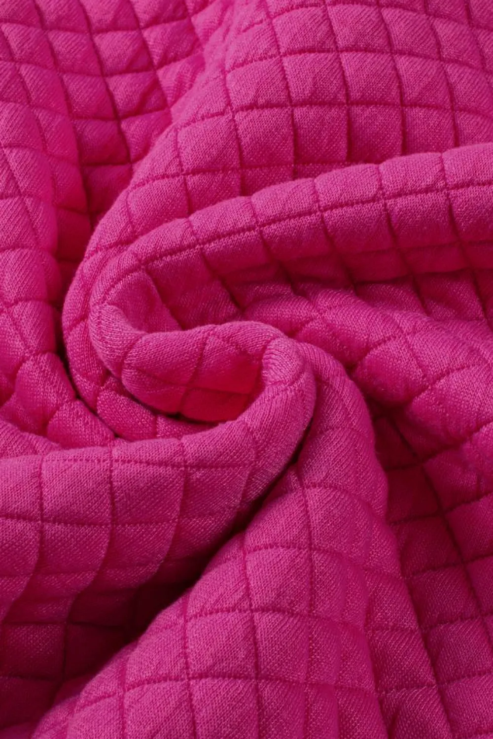 Discount Dear-Lover Rose Quilted Buttoned Neckline Stand Neck Pullover Sweatshirt Rose Red