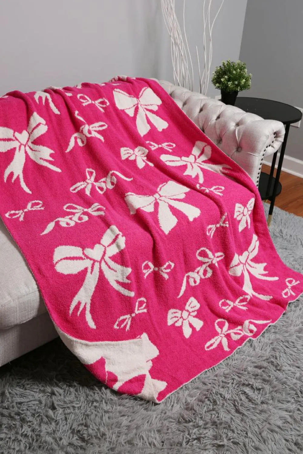 Best Dear-Lover Bow Printed Cozy Soft Throw Blanket Rose Red