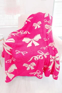 Best Dear-Lover Bow Printed Cozy Soft Throw Blanket Rose Red