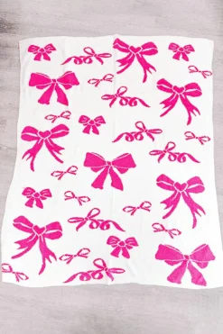 Best Dear-Lover Bow Printed Cozy Soft Throw Blanket Rose Red