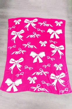 Best Dear-Lover Bow Printed Cozy Soft Throw Blanket Rose Red