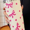 Best Dear-Lover Bows Hearts Printed Insulated Stainless Steel Cup Rose Red