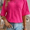 Online Dear-Lover Daisy Flower Jacquard Half Sleeve T Shirt Rose Red