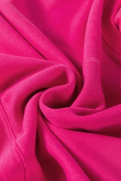 New Dear-Lover Drop Shoulder Crisscross Stitching Pocketed Loose Sweatshirt Rose Red