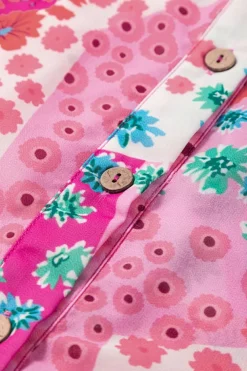 Outlet Dear-Lover Floral Allover Print Buttoned V Neck Oversized Shirt Rose Red