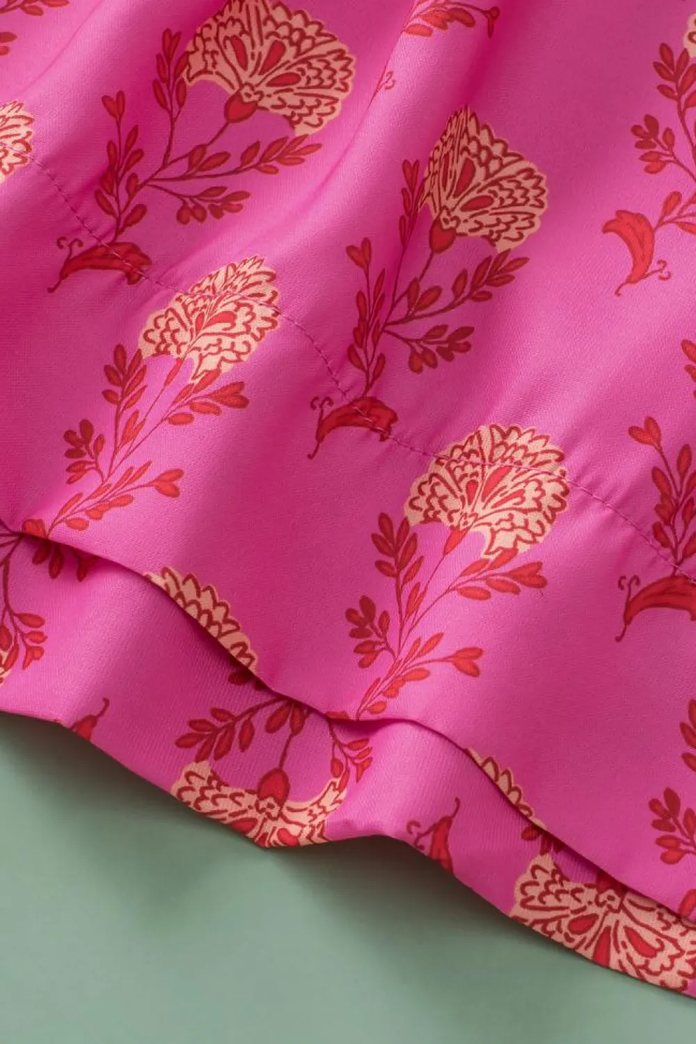 Clearance Dear-Lover Floral Print Pleated Ruffled Flutter Sleeve Blouse Rose Red