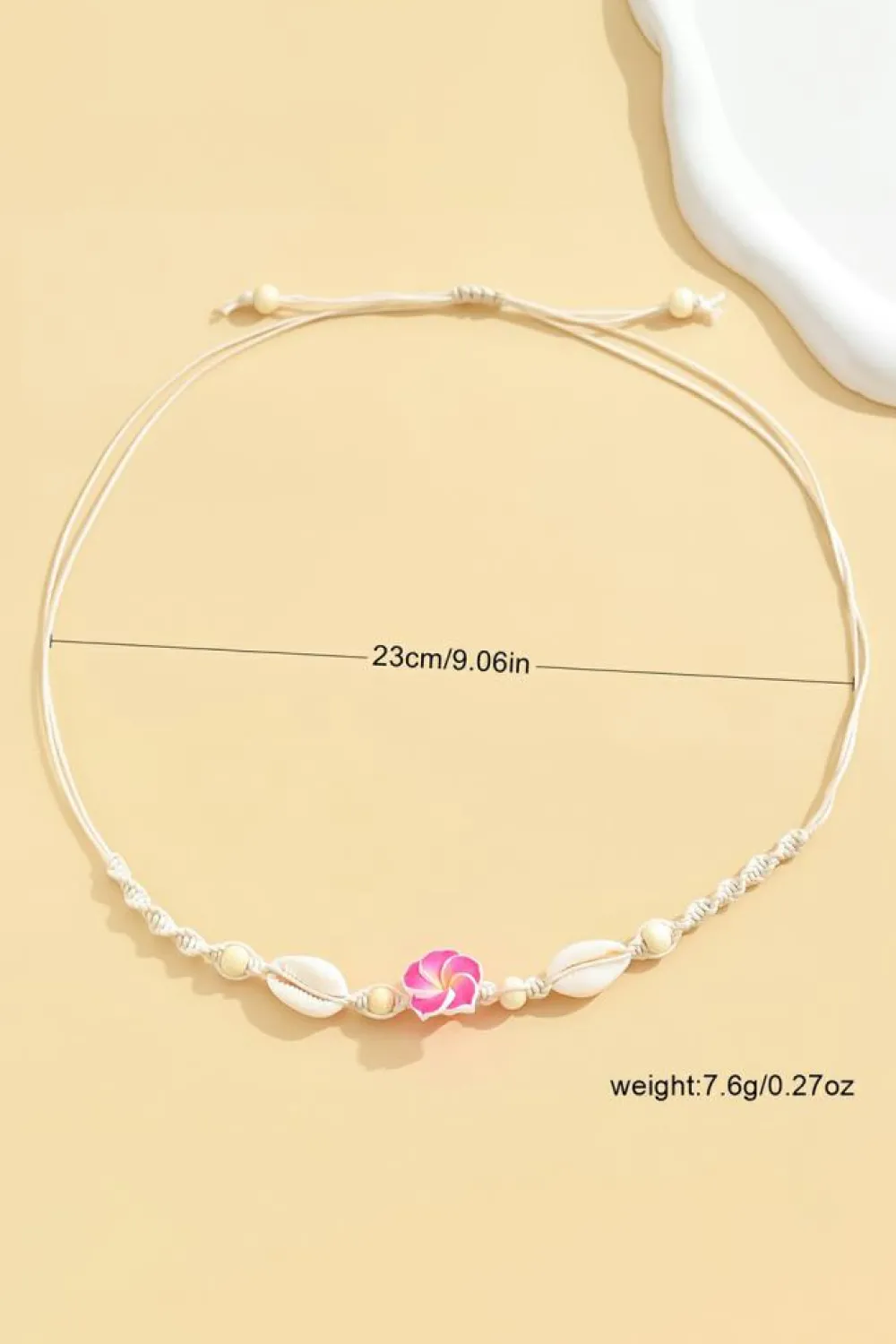 Fashion Dear-Lover Flower Seashell Braided Choker Necklace Rose Red