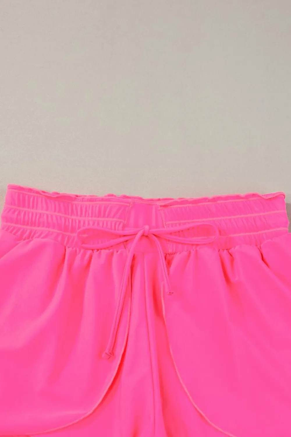 Fashion Dear-Lover Frilly High Waist Petal Wrap Swim Shorts Rose Red