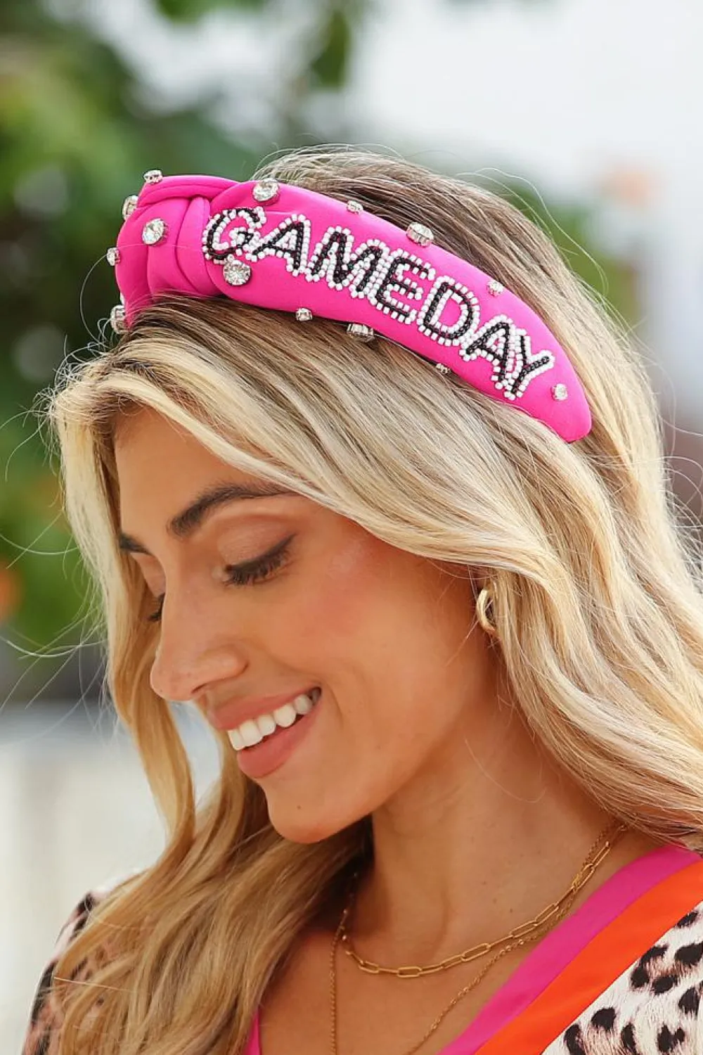 Best Dear-Lover GAME DAY Rugby Football Season Diamond Knotted Headband Rose Red