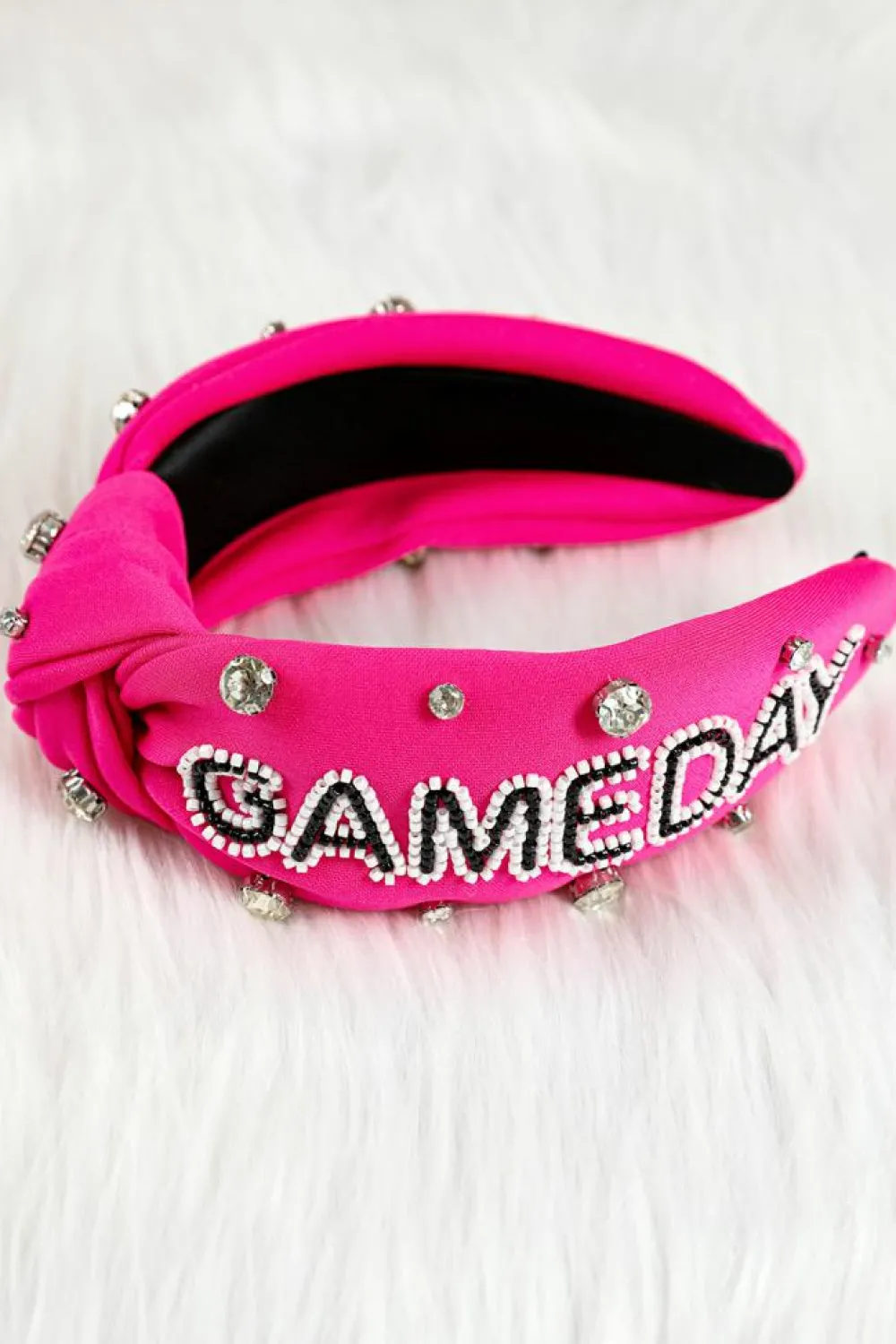 Best Dear-Lover GAME DAY Rugby Football Season Diamond Knotted Headband Rose Red