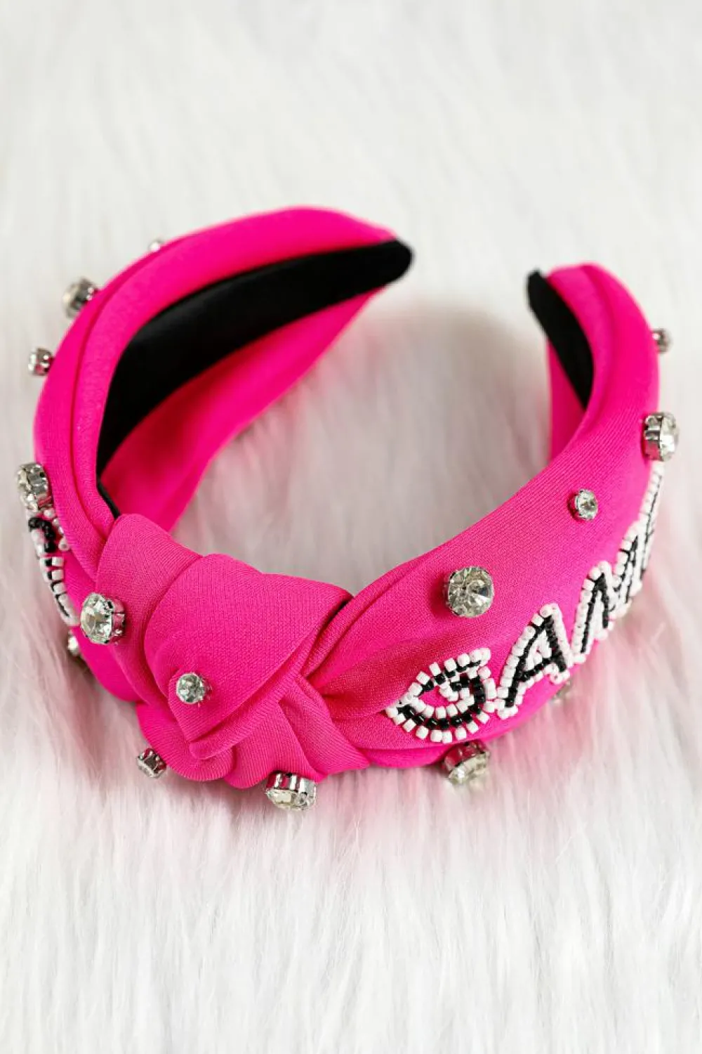 Best Dear-Lover GAME DAY Rugby Football Season Diamond Knotted Headband Rose Red