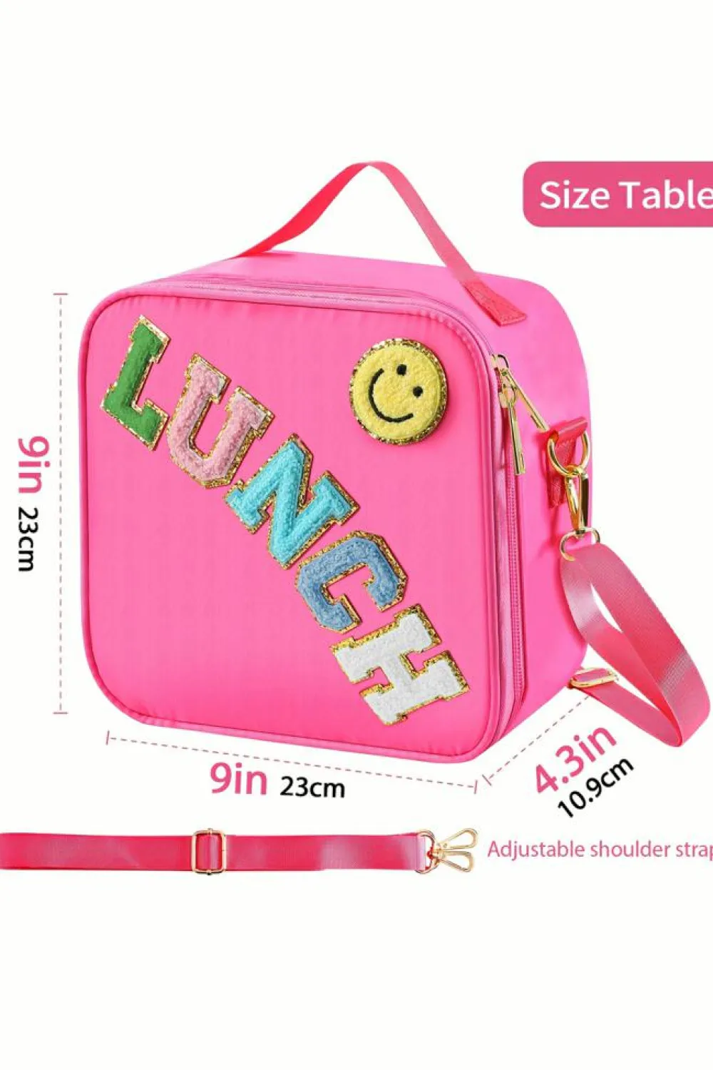 Best Dear-Lover Glitter Chenille Zipper Detachable Strap Insulated Bag Rose Red