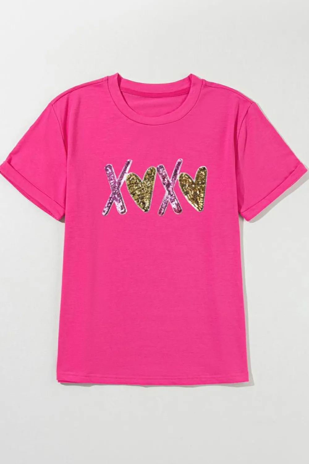 Outlet Dear-Lover Heart XOXO Graphic Crewneck Valentines T Shirt Rose Red