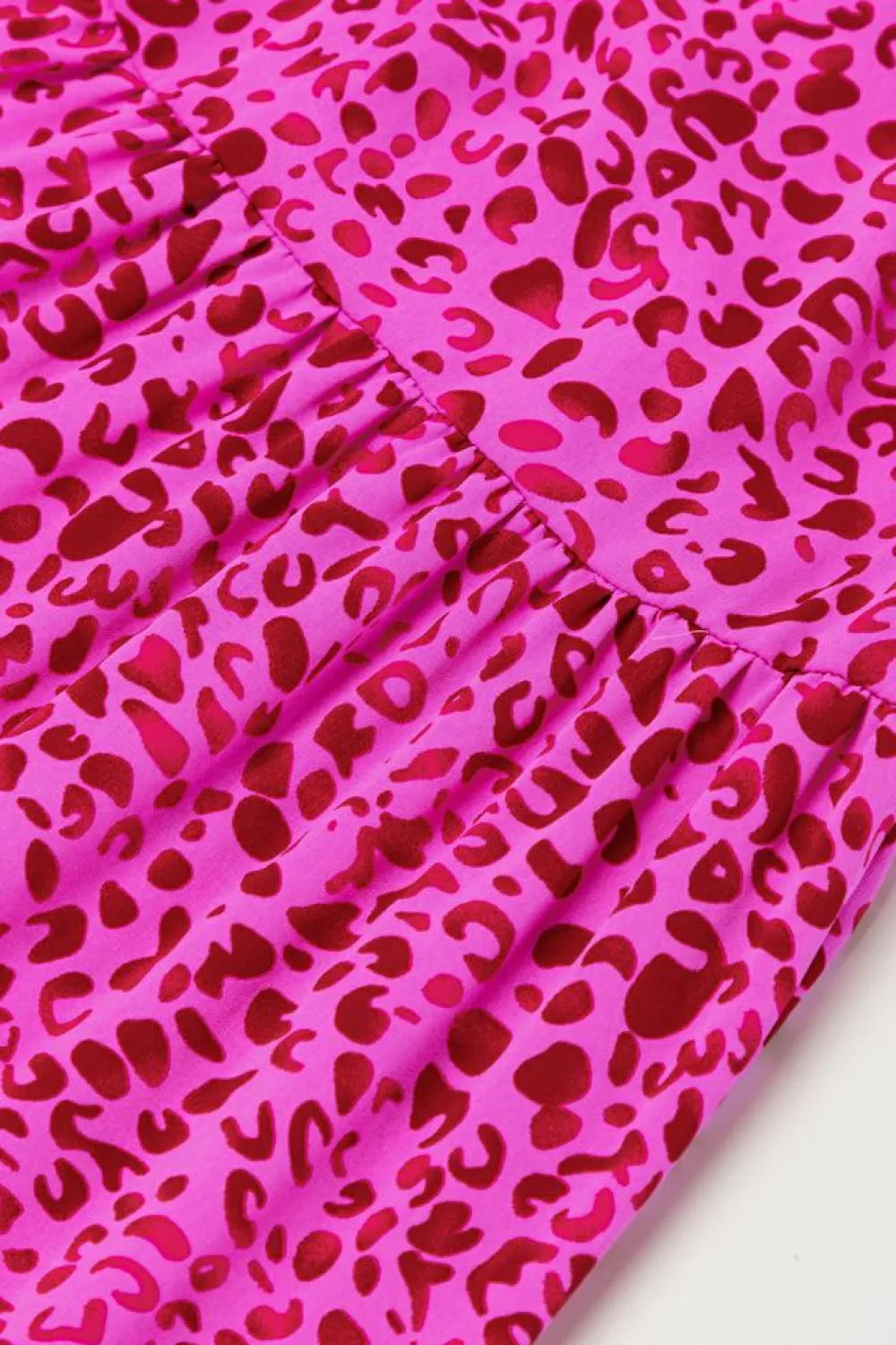 Sale Dear-Lover Leopard Print Ruffled Trim Tiered Maxi Dress Rose Red