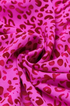Sale Dear-Lover Leopard Print Ruffled Trim Tiered Maxi Dress Rose Red
