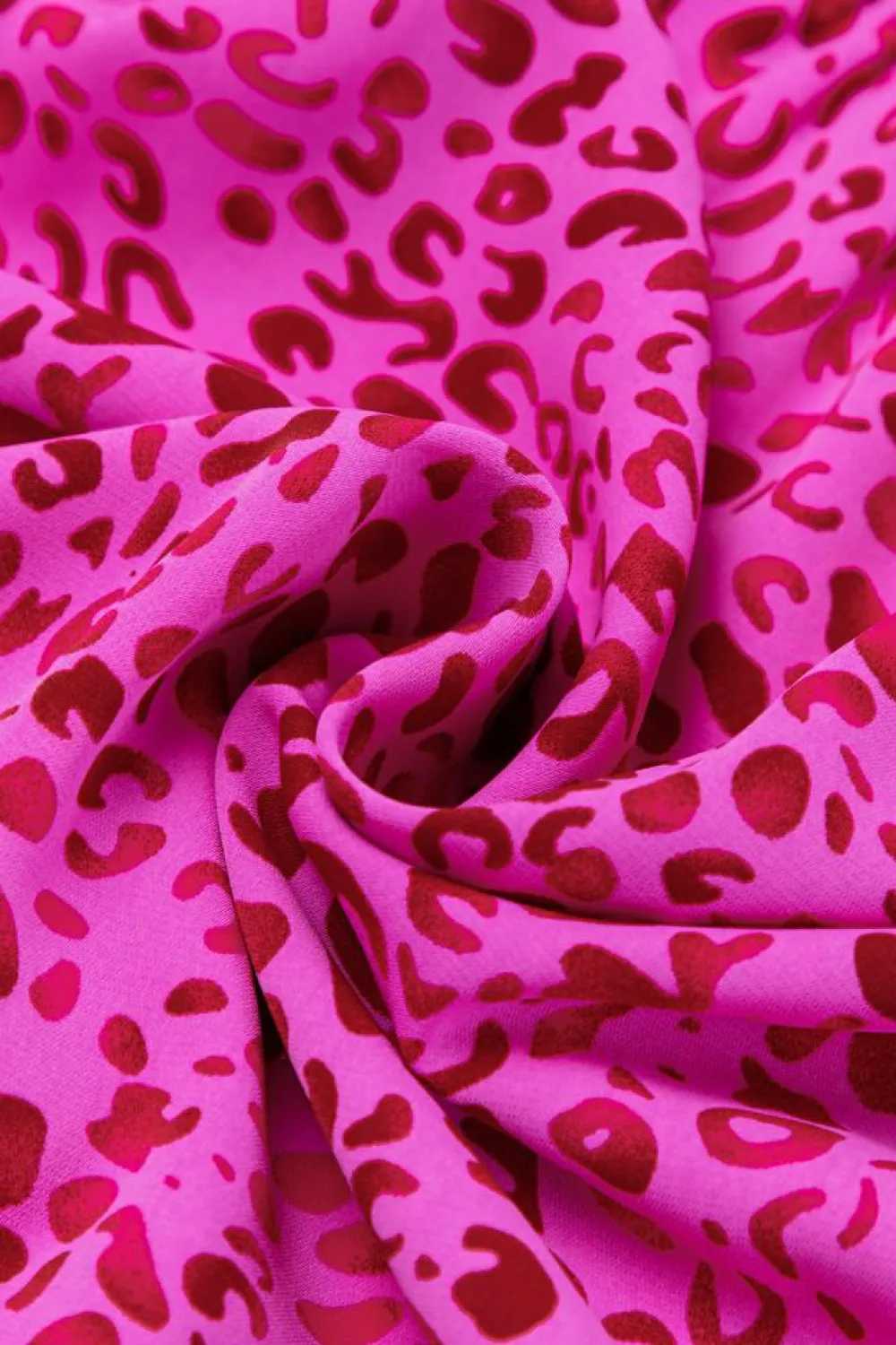 Sale Dear-Lover Leopard Print Ruffled Trim Tiered Maxi Dress Rose Red