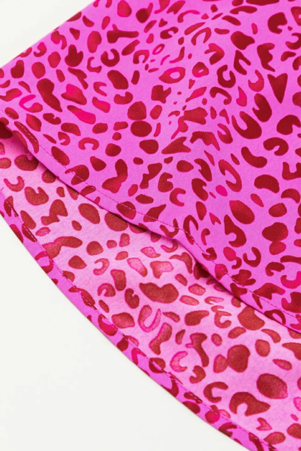 Sale Dear-Lover Leopard Print Ruffled Trim Tiered Maxi Dress Rose Red