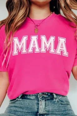 New Dear-Lover MAMA Graphic Crew Neck Tee Rose Red