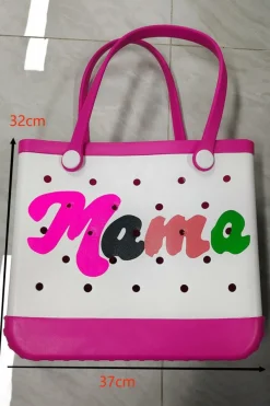 New Dear-Lover mama Print Self-assembly Straps Hollowed EVA Beach Bag Rose Red