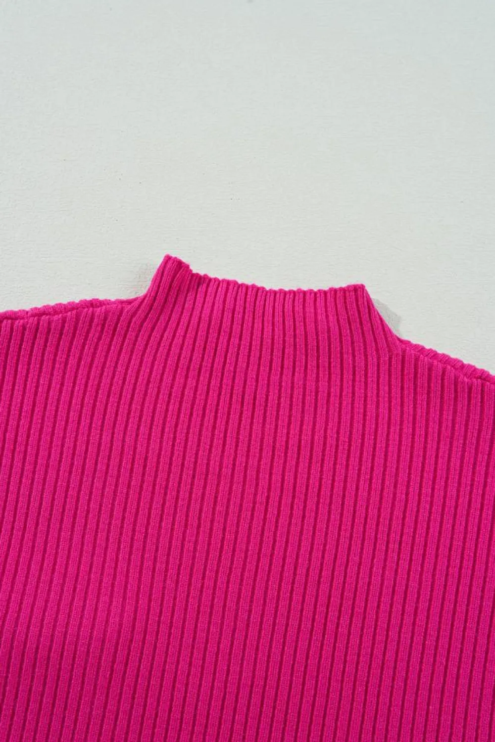 Best Dear-Lover Patch Pocket Ribbed Knit Short Sleeve Sweater Rose Red