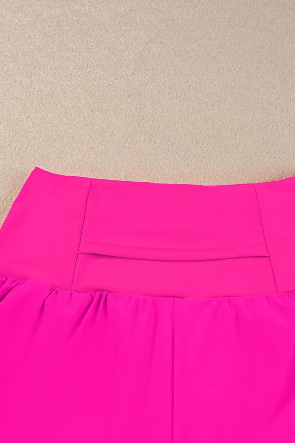 Fashion Dear-Lover Pocketed Wide Waistband Swim Shorts Rose Red