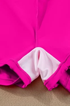 Fashion Dear-Lover Pocketed Wide Waistband Swim Shorts Rose Red