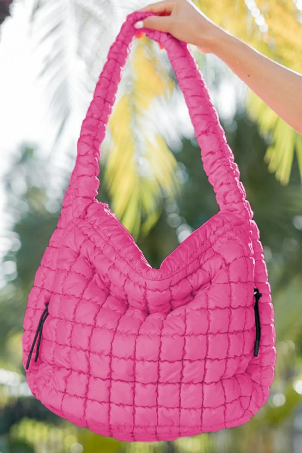 Online Dear-Lover Quilted Puffy Large Shoulder Bag Rose Red
