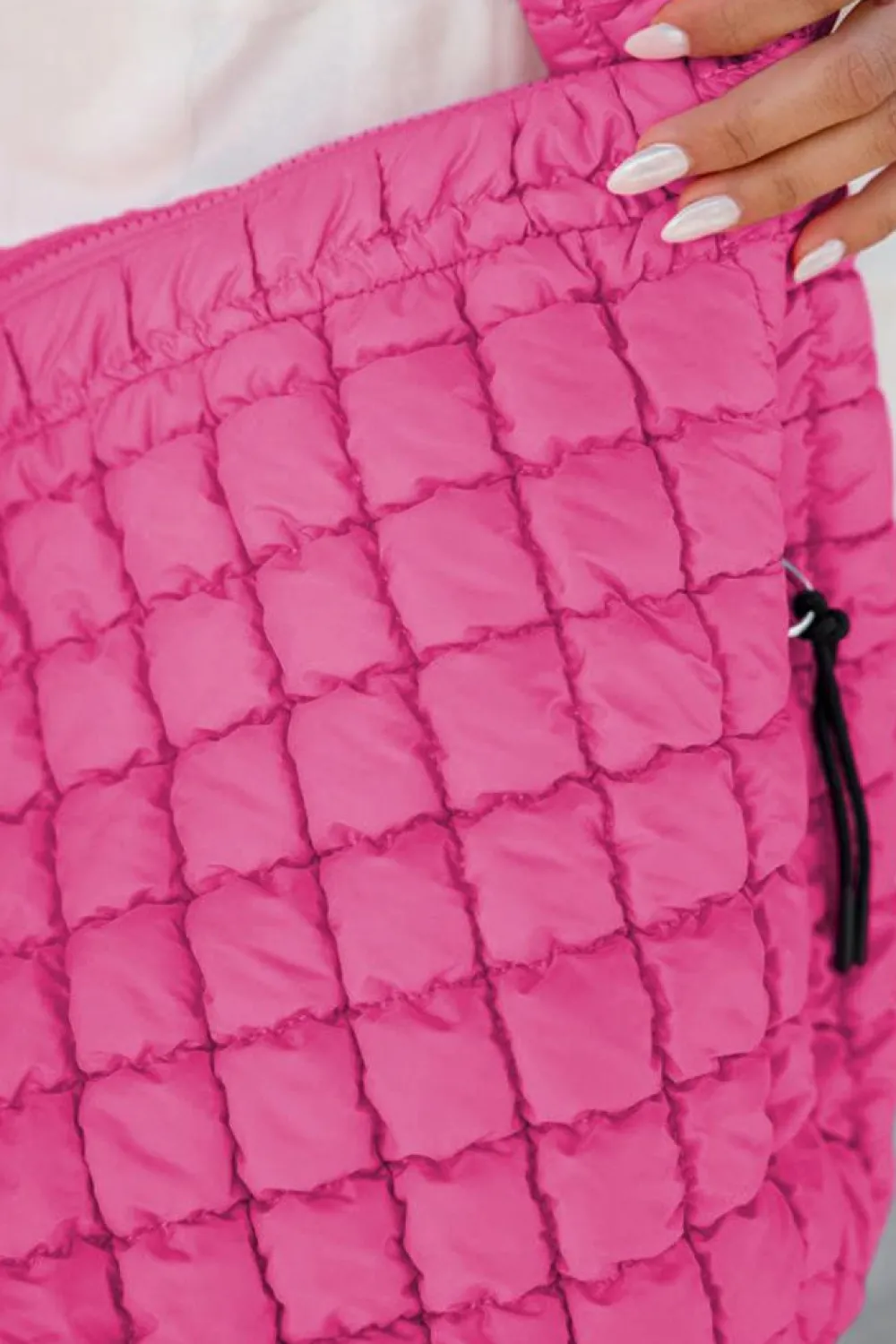 Online Dear-Lover Quilted Puffy Large Shoulder Bag Rose Red