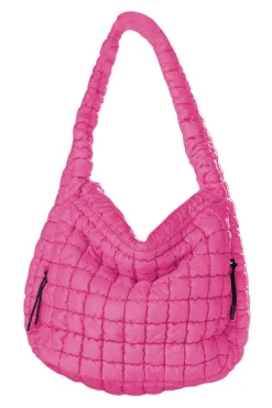Online Dear-Lover Quilted Puffy Large Shoulder Bag Rose Red