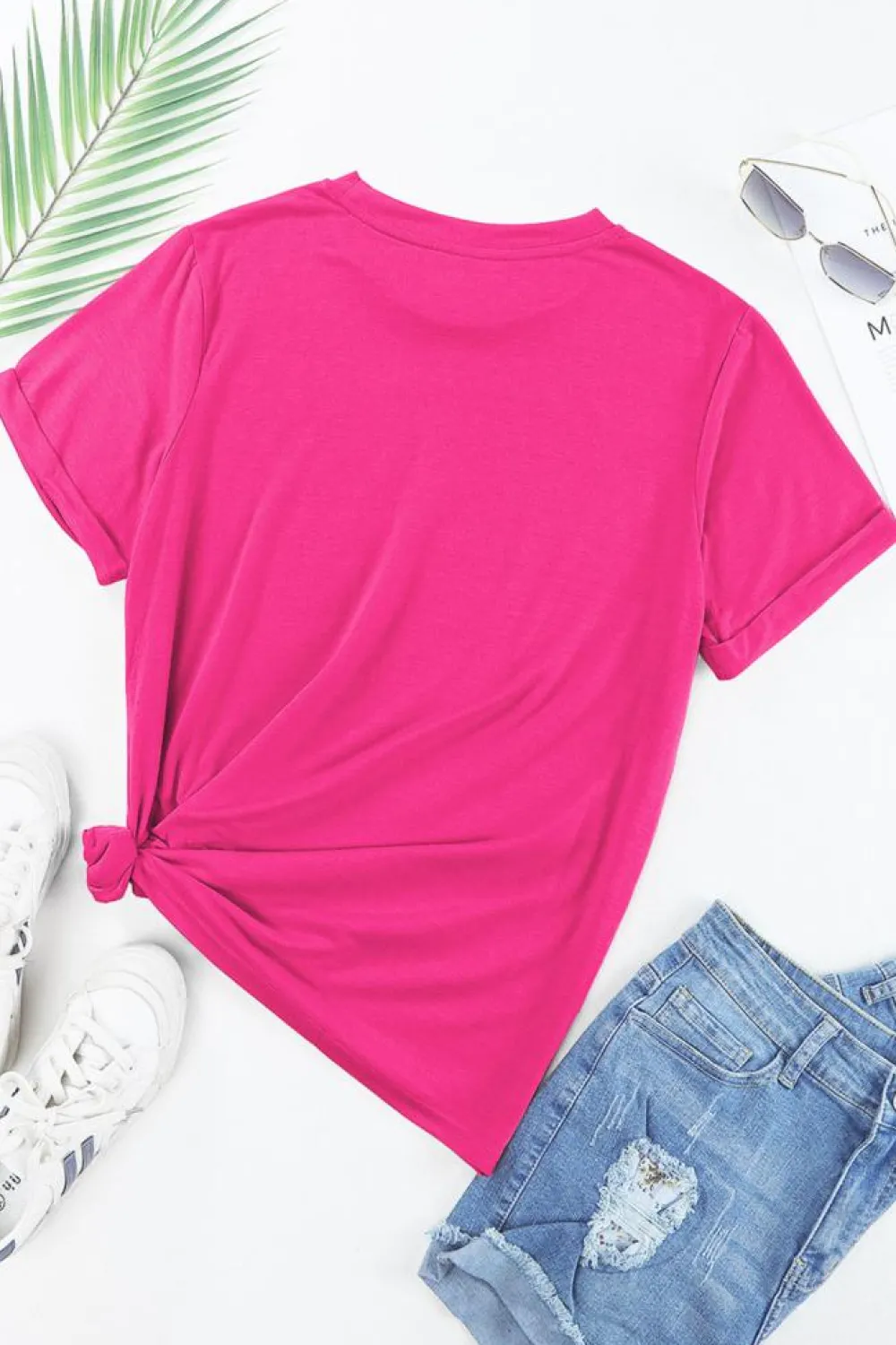 Hot Dear-Lover Rhinestone Heart Graphic Crew Neck Valentines Tee Rose Red