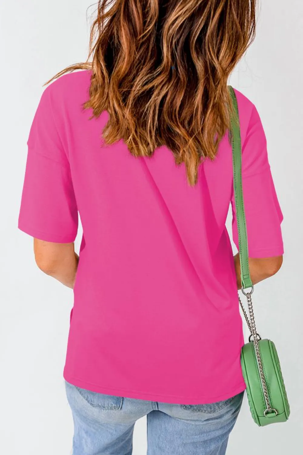 Best Dear-Lover Rhinestoned MAMA Graphic Drop Shoulder Half Sleeve Tee Rose Red