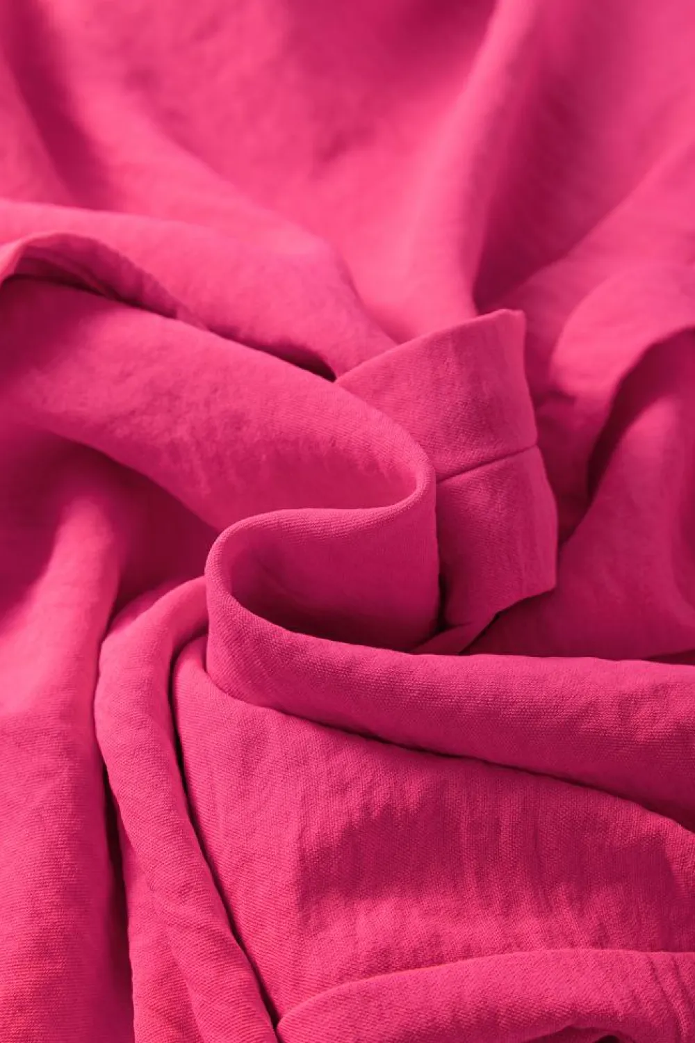 Hot Dear-Lover Solid Color Shirred Cuff Notch V Neck Blouse Rose Red