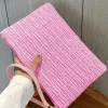 Online Dear-Lover Straw Woven Wrist Strap Zipper Large Wallet Rose Red