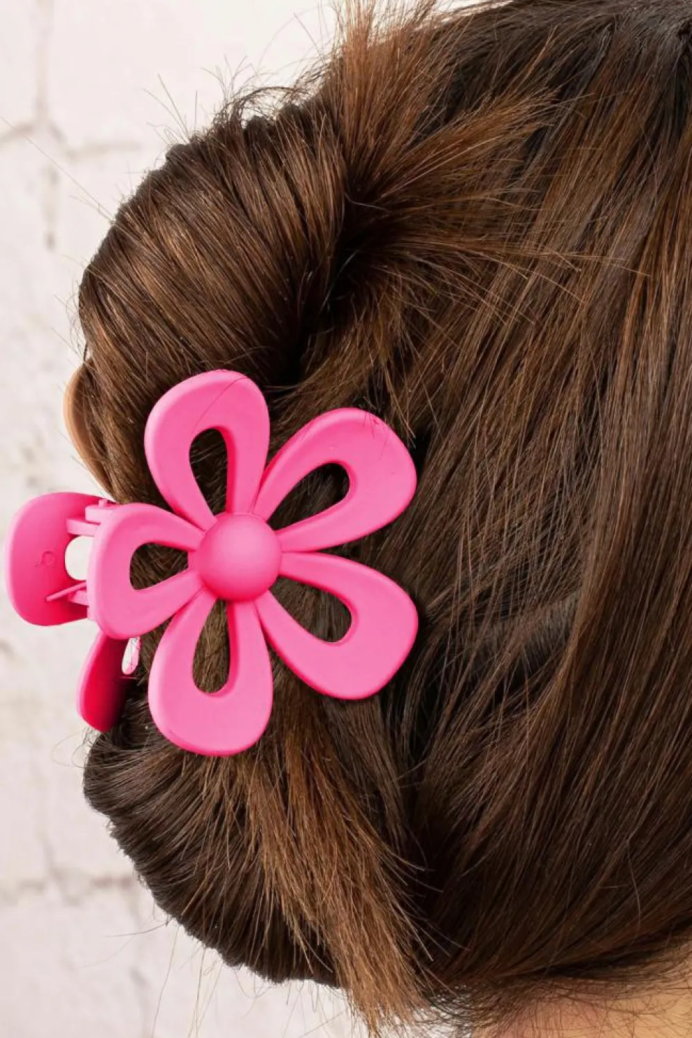 New Dear-Lover Sweet Hollowed Flower Shape Claw Clip Rose Red