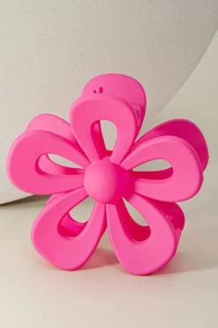 New Dear-Lover Sweet Hollowed Flower Shape Claw Clip Rose Red